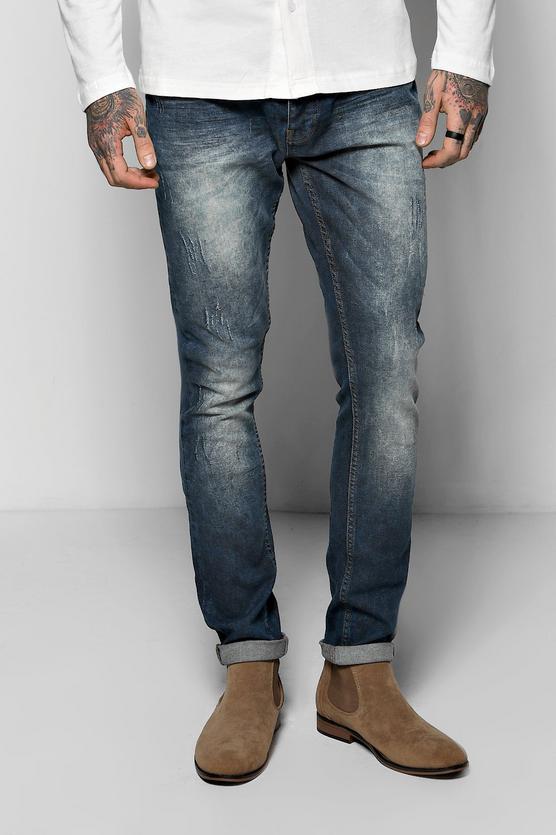 Stretch Skinny Fit Inidgo Acid Wash Jeans